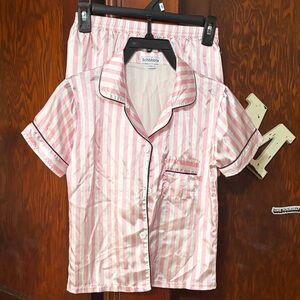 Pink Striped Short Sleeve Pajama Set